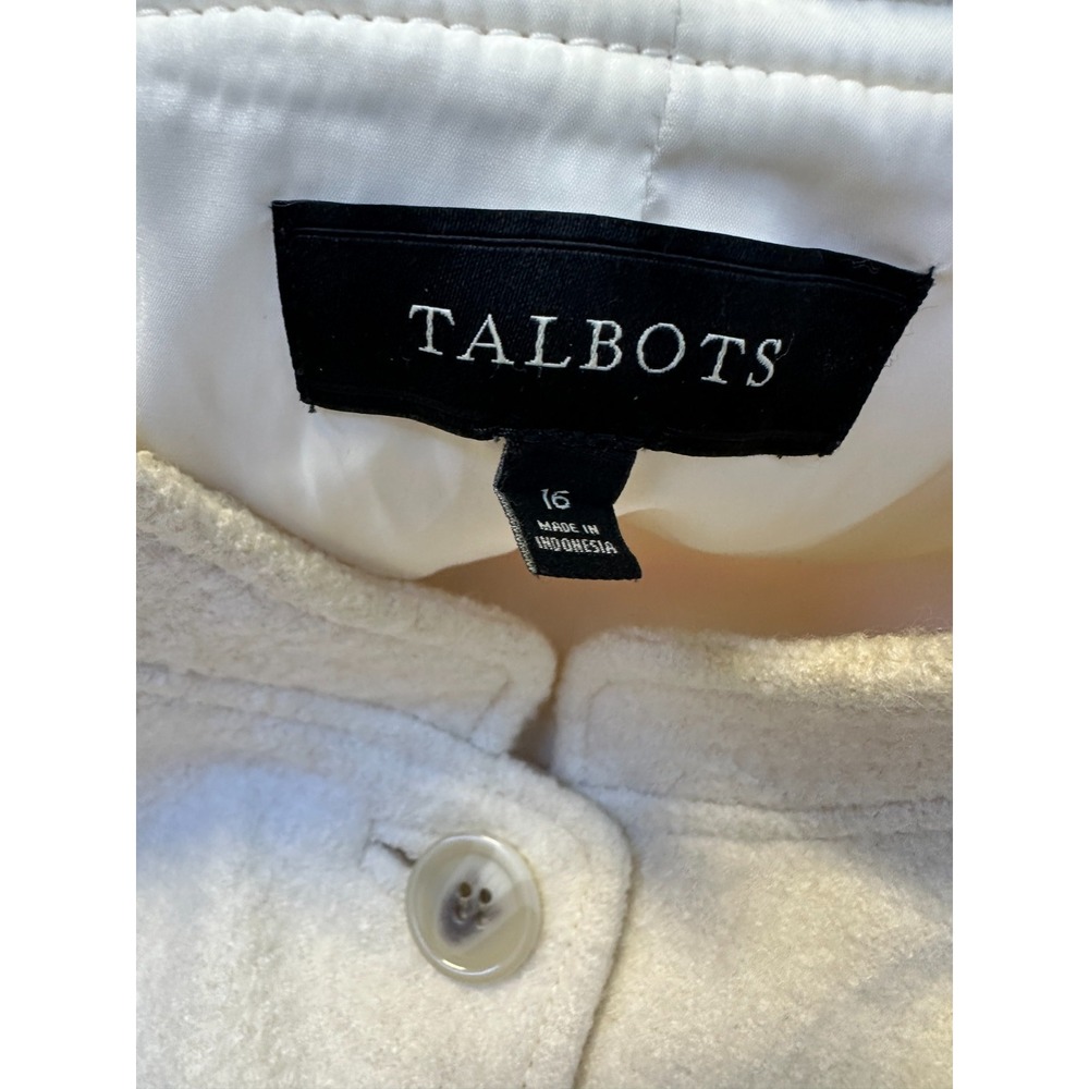 Talbots Boiled Wool Stand Collar JacketIvory Cream Button Pockets Plus Size 16 - Picture 7 of 9